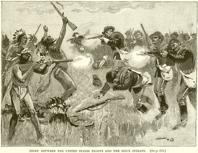 Fight between the United States Troops and the Sioux Indians by English School