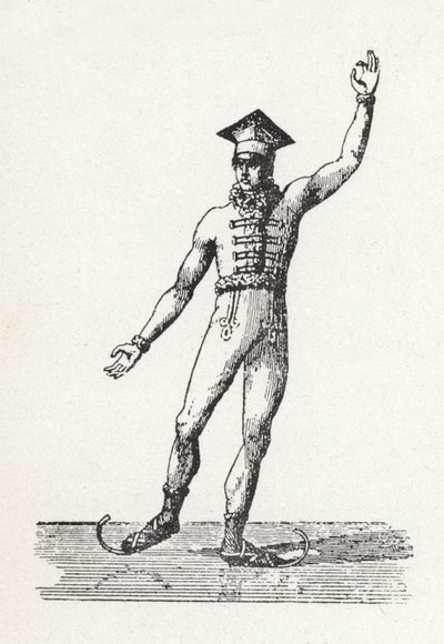 Figure of a Man Ice Skating by English School