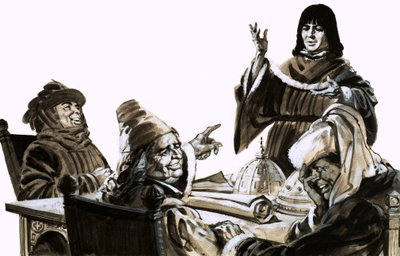 Filippo Brunelleschi talking to city officials in Florence by English School