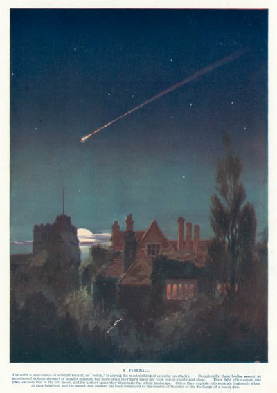 Fireball caused by a large meteor entering the Earth