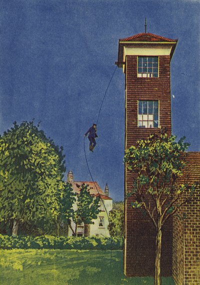 Fireman Making a Sixty Foot Drop by Means of a Single Line by English School