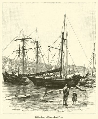 Fishing-boats off Tarbet, Loch Fyne by English School