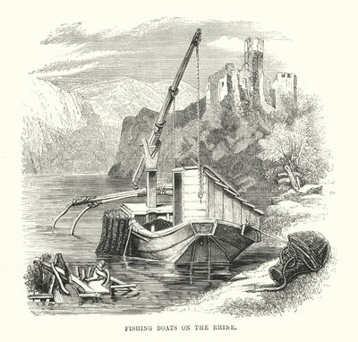 Fishing Boats on the Rhine by English School