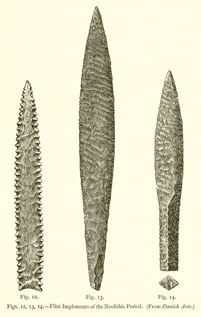 Flint Implements of the Neolithic Period by English School
