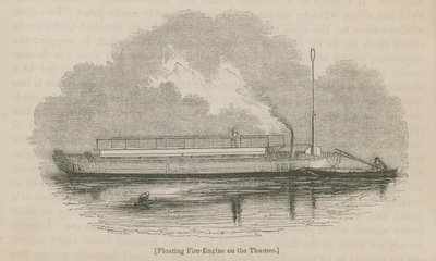 Floating Fire Engine on the Thames by English School