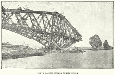 Forth Bridge During Construction by English School