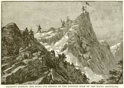 Fremont hoisting the Stars and Stripes on the Loftiest Peak of the Rocky Mountains by English School