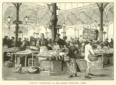 French Fishwives, in the Halles Centrales, Paris by English School