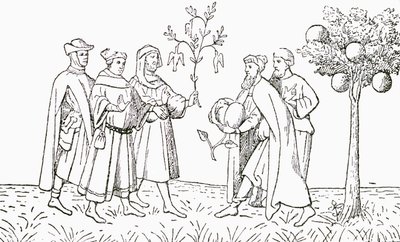 Friar Oderic of Pordenone Holding a Branch from a Tree on Which Birds Grow, Being Shown in Turn by the Local King, the Lamb Tree of Tartary, Showing a Lamb Emerging (Illustration from The Strand Magazine) by English School