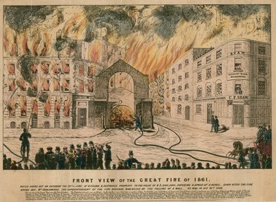 Front View of the Great Fire of 1861 by English School