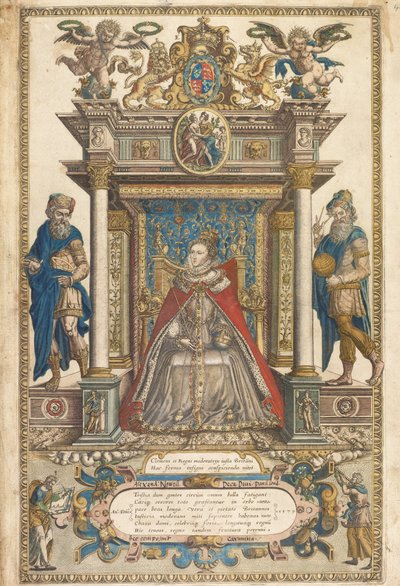 Frontispiece of Atlas of the Countries of England and Wales by Christopher Saxon, London 1579 by English School