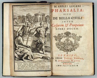 Frontispiece to Pharsalia or The Civil War Between Caesar and Pompey by Marcus Annaeus Lucan, engraved by J. Cole, 1719 by English School