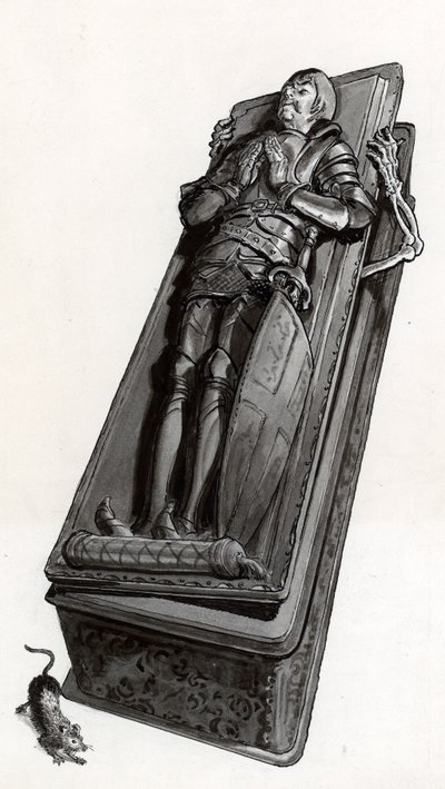 Funerary Monument with Skeleton Coming Out by English School