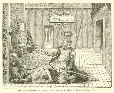 Gascoigne Presenting a Book to Queen Elizabeth by English School