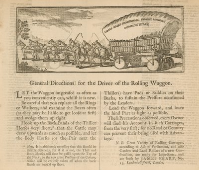 General Directions for the Driver of the Rolling Waggon by English School