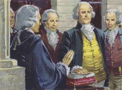 George Washington being sworn in as the first President of America in New York by English School
