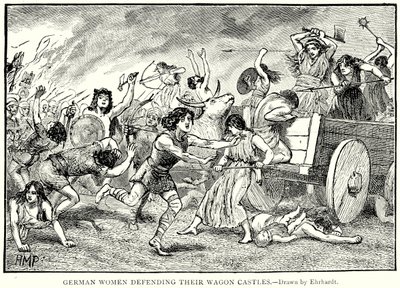 German Women Defending Their Wagon Castles by English School