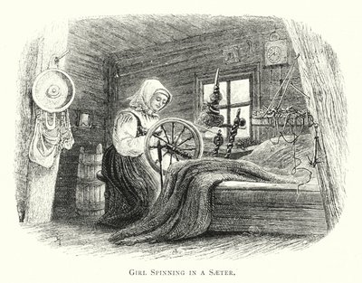 Girl Spinning in a Saeter by English School