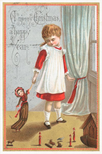Girl playing with doll and ark by English School