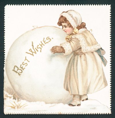 Girl rolling giant snowball by English School