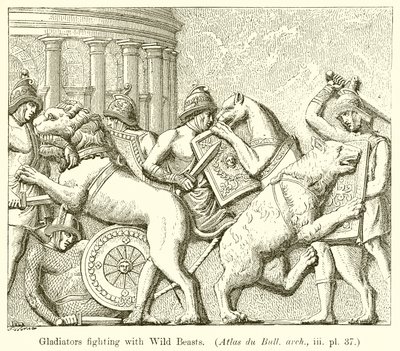 Gladiators Fighting with Wild Beasts by English School