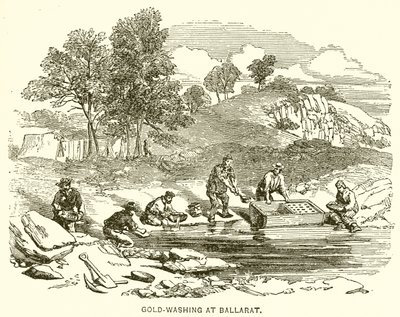 Gold-Washing at Ballarat by English School