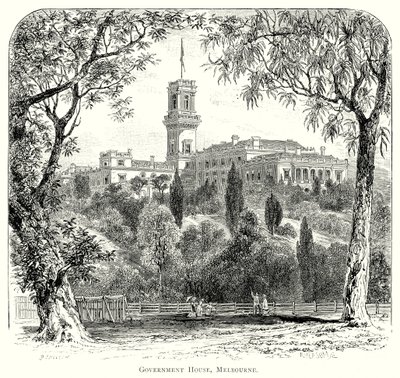 Government House, Melbourne (engraving) by English School