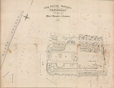 Ground plan of Vauxhall Gardens, London by English School