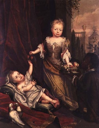 Group Portrait of the Stone Children with a Negro Page by English School