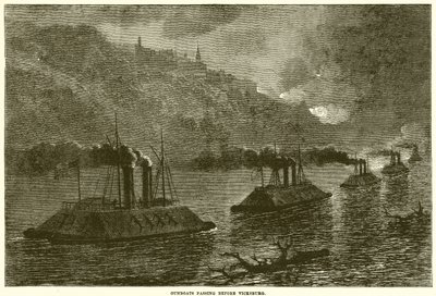 Gunboats Passing Before Vicksburg by English School