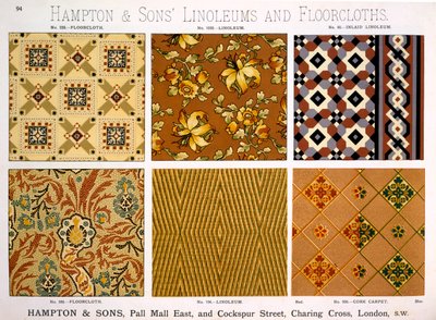 Hampton & Sons Designs for Linoleums and Floorcloths, late 19th century by English School