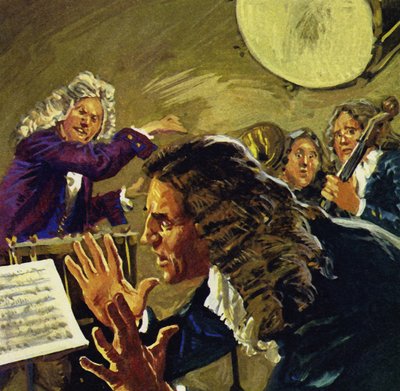 Handel once threw a kettle drum at an orchestra leader by English School