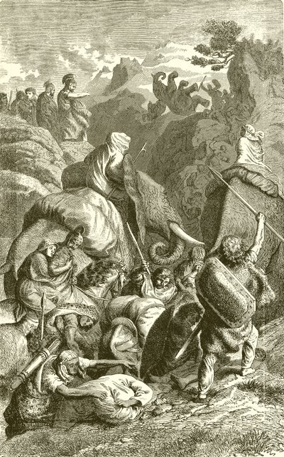 Hannibal Crossing the Alps into Italy by English School