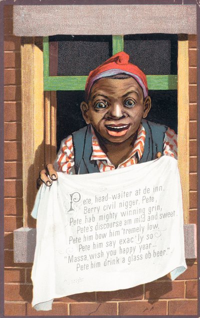 Happy black man looking out of window by English School