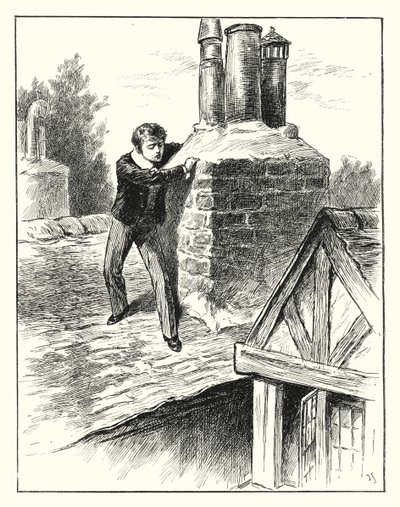 He climbed round a chimney stack by English School