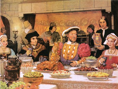 Henry VIII with Sir Thomas More on his right by English School