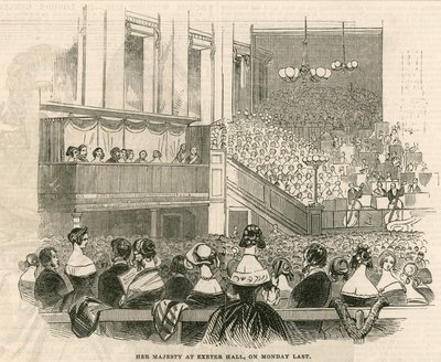 Her Majesty Queen Victoria at Exeter Hall, Strand, London by English School