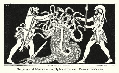 Hercules and Iolaus and the Hydra of Lerna by English School