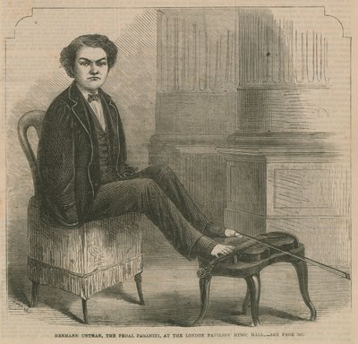 Hermann Untman, the pedal Paganini, at the London Pavilion Music Hall by English School