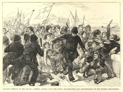 Heroic Attack upon the Little Matchmakers and Matchsellers on the Thames Embankment by English School