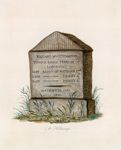Highgate Hill, Whittington Stone by English School