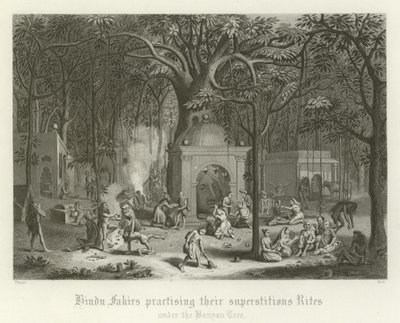 Hindu Fakirs Practising Their Superstitious Rites by English School