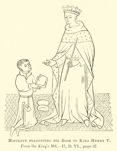 Hoccleve Presenting His Book to King Henry V by English School