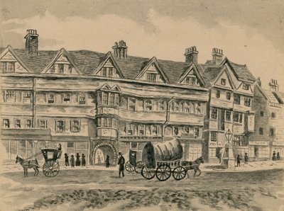 Horse-Drawn Transport Passing in Front of Staple Inn by English School