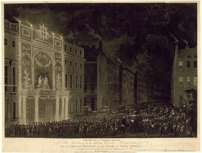 House in Portman Square of the French Ambassador, Illuminated to Celebrate the Peace, 29 April 1802 by English School