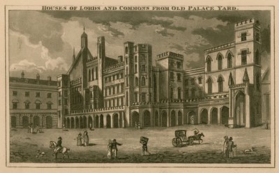 Houses of Lords and Commons from Old Palace Yard by English School