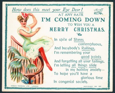 How Does this meet your Eye Dear! - Victorian Christmas card by English School