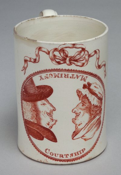 Humorous Mug Decorated with Invertible Heads of a Man and Woman, c.1780 by English School
