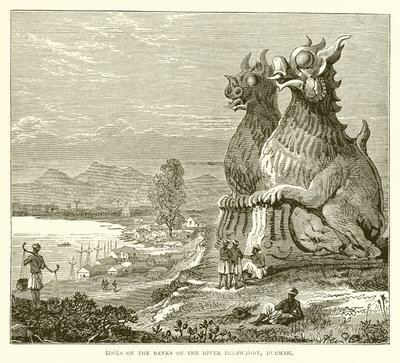 Idols on the Banks of the River Irrawaddy, Burma by English School