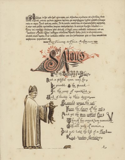Illustrated Poem About a Saint and a Bishop Who Would Set a Rat Free from the Jaws of the Cat by English School
